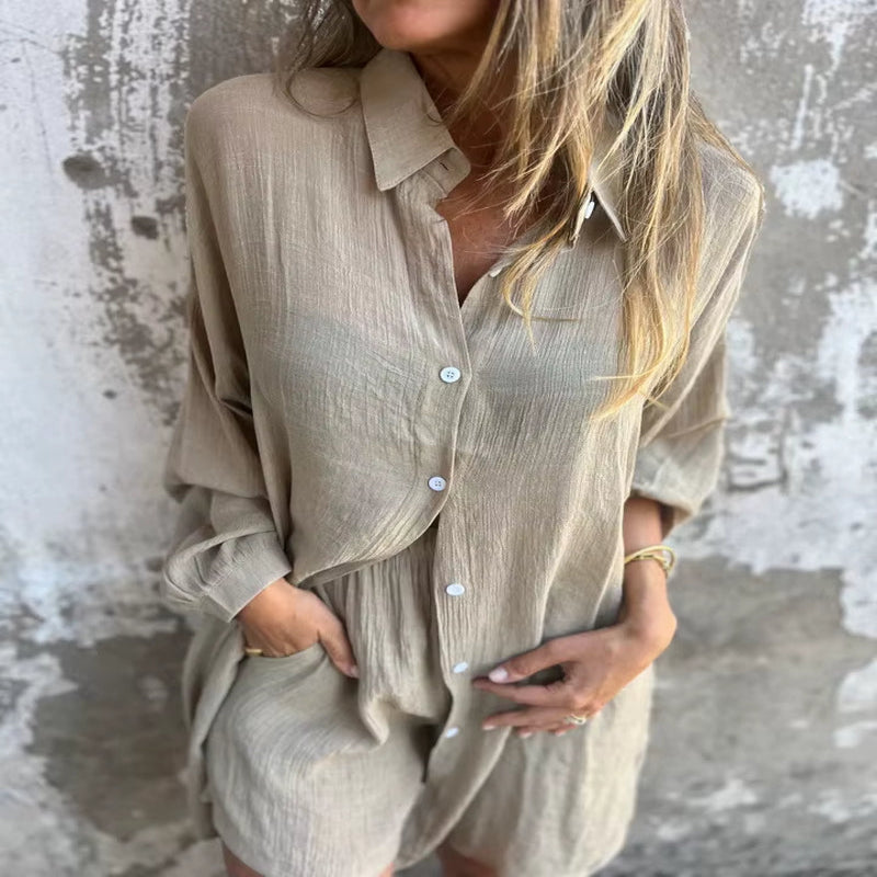 LuxeLoom™ Cotton Linen Two-Piece Set – Effortless Style for Spring & Summer